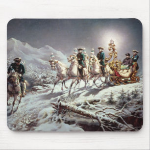 Tapis De Souris Ludwig II de la Bavière Sleighing la nuit