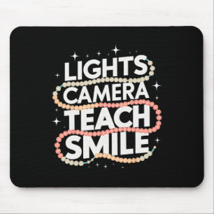 Tapis De Souris Lumière Caméra Enseigner Sourire Drôle Retour à l'