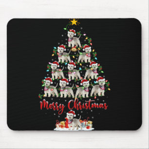 Tapis De Souris Lumières de Noël Chien Westie Santa Arbre de Noël