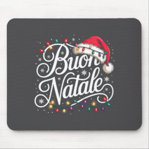 Tapis De Souris Lumières de Noël de Famille Italienne Chapeau Roug