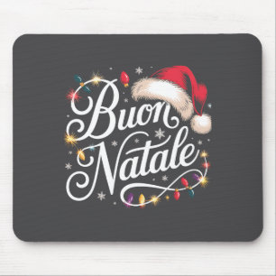 Tapis De Souris Lumières de Noël de Famille Italienne Chapeau Roug