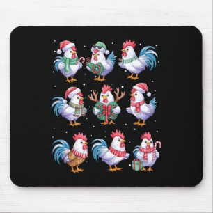 Tapis De Souris Lumières de Noël de poulet amusant Poulets amoureu
