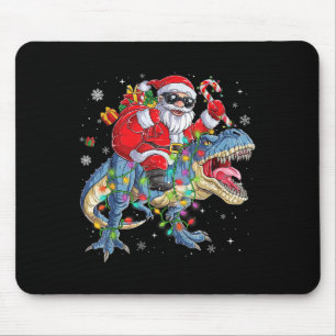 Tapis De Souris Lumières de Noël drôles de Santa à cheval sur un d