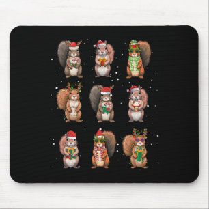 Tapis De Souris Lumières de Noël Écureuils Décor Écureuil Drôle Lo