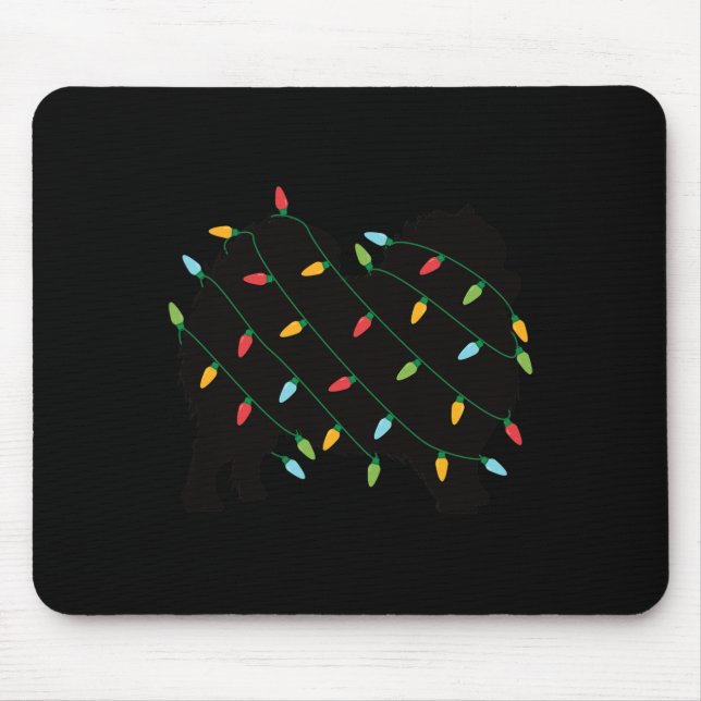 Tapis De Souris Lumières de Noël Pomeranian mignon cadeau pour chi (Devant)