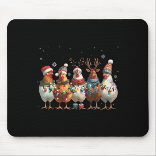 Tapis De Souris Lumières de Noël Poulet Père Noël Funny Xmas Tree