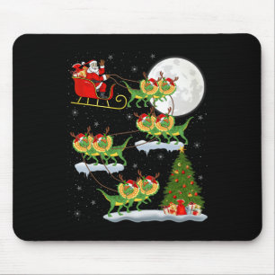 Tapis De Souris Lumières de Noël Santa chevauchant Dilophosaurus d