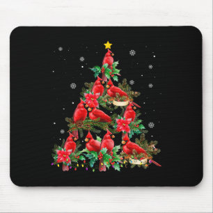Tapis De Souris Lumières de Noël Vintage Cardinal Oiseaux Arbre Dr