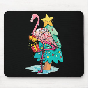Tapis De Souris Lumières de sapin de Noël Flamingo Tropical Animal
