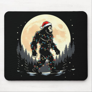 Tapis De Souris Lumières de sapin de Noël Sasquatch Père Noël Drôl