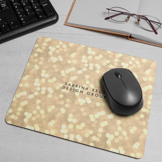 Tapis De Souris Lumières du Bokeh Champagne Gold | Personnalisé (Créateur téléchargé)