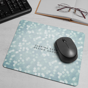 Tapis De Souris Lumières Ice Blue Bokeh   Personnalisé