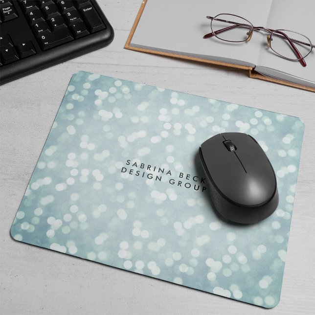Tapis De Souris Lumières Ice Blue Bokeh | Personnalisé (Créateur téléchargé)
