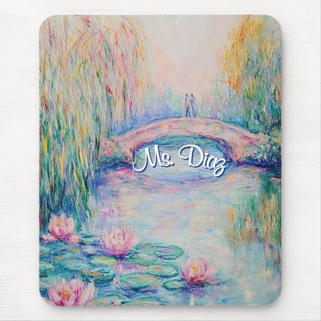 Tapis De Souris Luminaires à eau et pont inspirés par Monet (Devant)