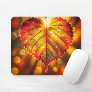 Tapis De Souris Lumineuse feuille de coeur d'automne