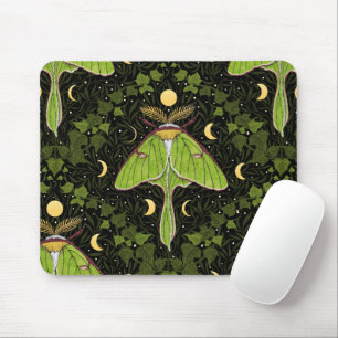 Tapis De Souris Luna moth, phases de lune et damas de lierre 2
