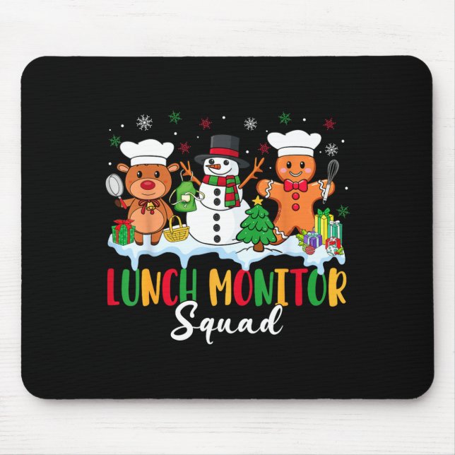 Tapis De Souris Lunch Monitor Squad Reindeer Snowman Gingerbread C (Devant)