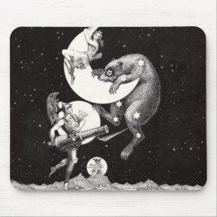 Tapis De Souris Lune céleste ciel Univers Dieu Nuit Illustration