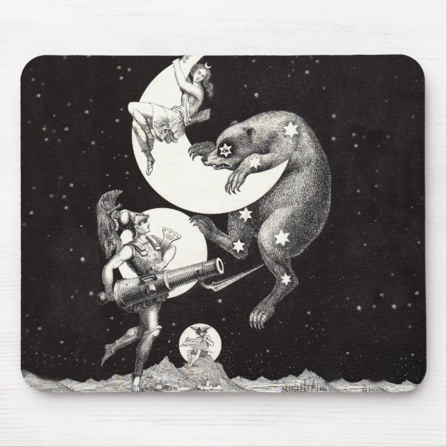 Tapis De Souris Lune céleste ciel Univers Dieu Nuit Illustration (Devant)