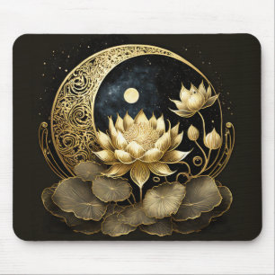 Tapis De Souris Lune céleste et fleur de lotus