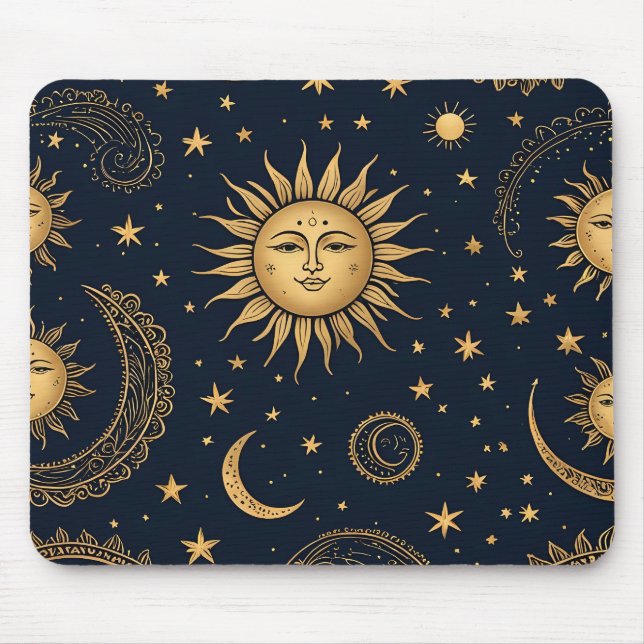 Tapis De Souris Lune céleste mystique et conception solaire (Devant)