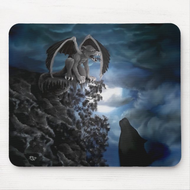 Tapis De Souris Lune de loup - Loup avec Golem (Devant)