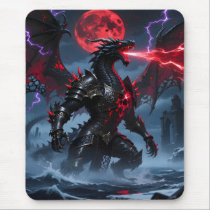 Tapis De Souris Lune de sang rouge Dragon noir Fantaisie Gaming