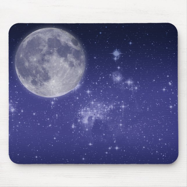 Tapis De Souris Lune et étoiles brillantes (Devant)