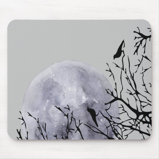 Tapis De Souris Lune et oiseaux (Devant)