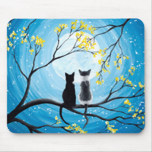 Tapis De Souris Lune lunatique avec des chats