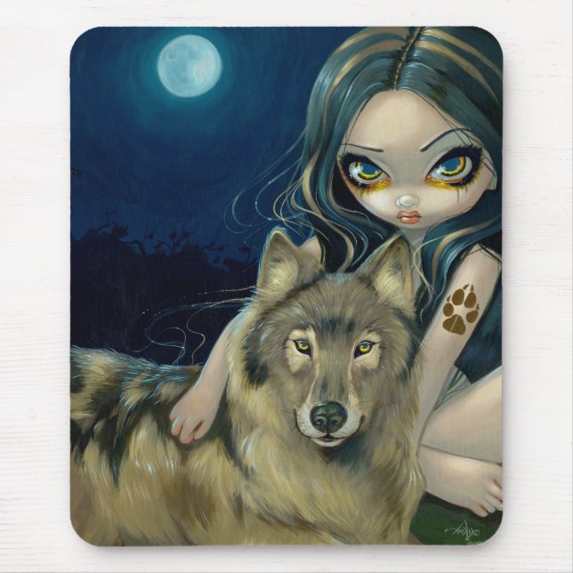 Tapis De Souris Lune" Mousepad "de loup (Devant)