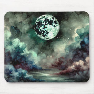 Tapis De Souris Lune mystique nuages cosmiques dans le ciel noctur