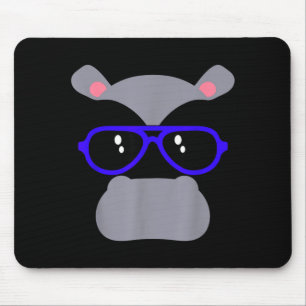 Tapis De Souris Lunettes de cils de visage d'hippopotame drôle d'H