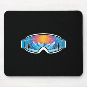 Tapis De Souris Lunettes de Ski Art Nature Montagnes Ski Minimalis