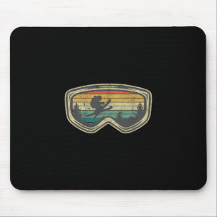 Tapis De Souris Lunettes de Ski Montagne Neige Ski Rétro Vacances