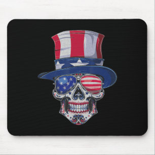 Tapis De Souris Lunettes de soleil crâne de sucre USA Flag Memoria