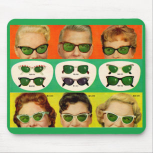 Tapis De Souris Lunettes de soleil et image des années 1950