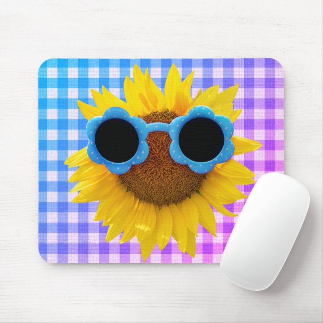 Tapis De Souris Lunettes De Soleil Sur La Souris De Tournesol (Avec souris)