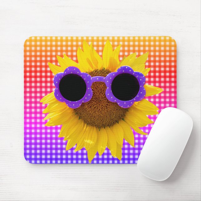 Tapis De Souris Lunettes De Soleil Sur La Souris De Tournesol (Avec souris)