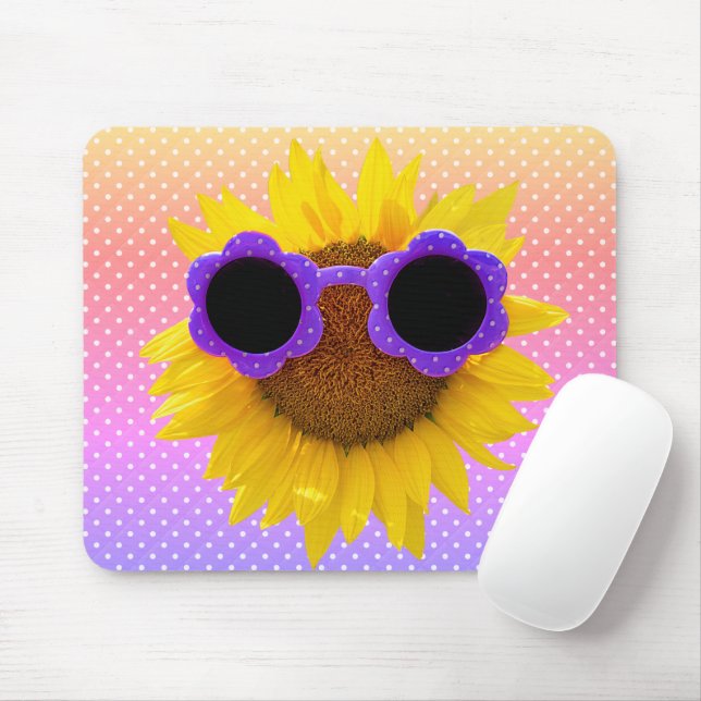 Tapis De Souris Lunettes De Soleil Sur La Souris De Tournesol (Avec souris)