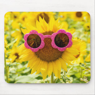Tapis De Souris Lunettes De Soleil Sur Tournesol