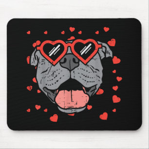 Tapis De Souris Lunettes de visage Pitbull Valentines Jour Animaux