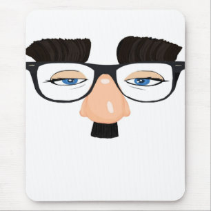 Tapis De Souris Lunettes et visage avec la moustache