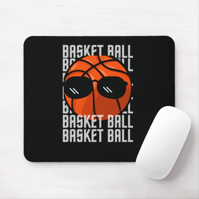 Tapis De Souris Lunettes noires de basket-ball (Avec souris)