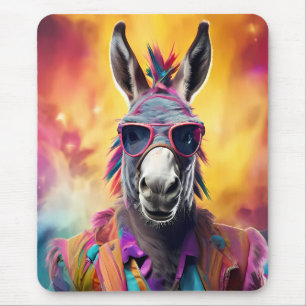 Tapis De Souris Lunettes roses d'âne, cheveux arc-en-ciel
