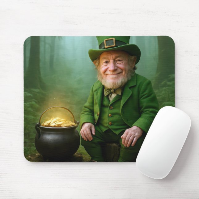 Tapis De Souris Lutin Irlandais avec un Pot d'Or (Avec souris)