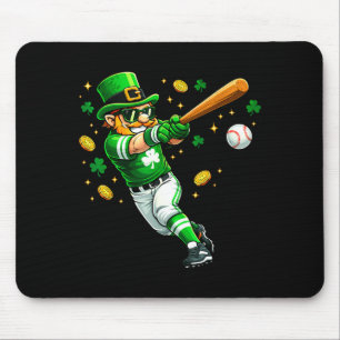 Tapis De Souris Lutin joue au baseball drôle de la Saint-Patrick m