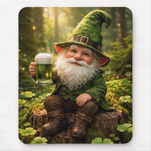 Tapis De Souris Lutrin irlandais avec bière verte (Devant)