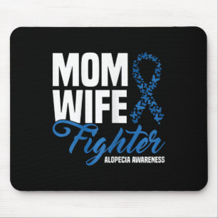 Tapis De Souris Lutte de la femme Bleu Ruban Alopécie Sensibilisat