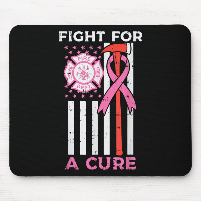 Tapis De Souris Lutter Pour Un Pompier Cure Us Drapeau Cancer Du S (Devant)